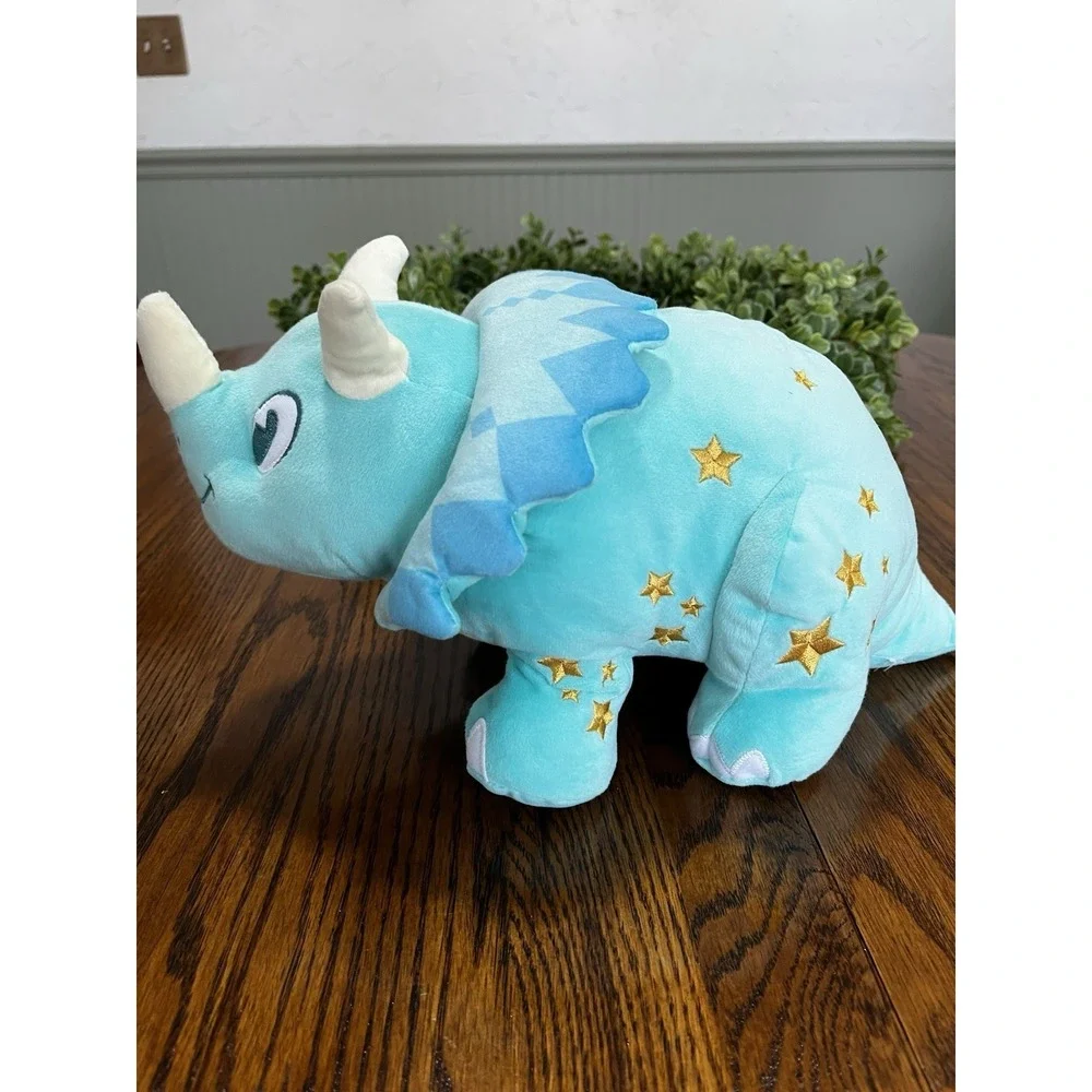 Disney Animal Kingdom Dinosaur Plush Blue Triceratops‎ Dinoland Gold Stars 10